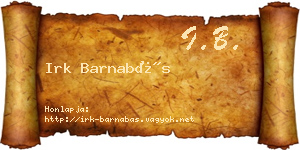 Irk Barnabás névjegykártya
